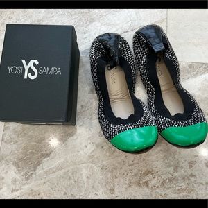 Yosi Samra black/green ballet flats